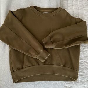 Everlane Olive Green Cropped Sweatshirt